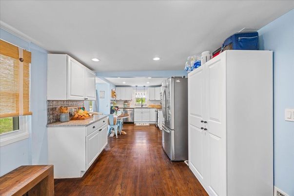 Interior, Kitchen, Recessed Lighting, Wood Texture Flooring