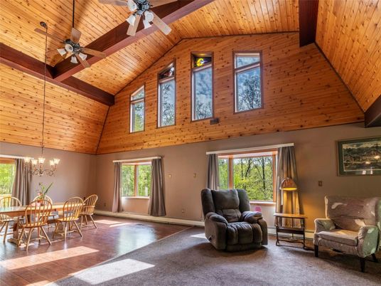Chandelier, Dining room, Interior, Wooden Beams, Wooden Ceilings, Wood Texture Flooring, Wooden Walls