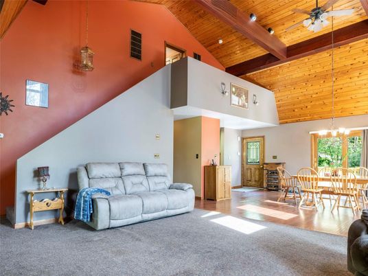 Dining room, Interior, Pendant Lights, Wooden Beams, Wooden Ceilings, Wood Texture Flooring
