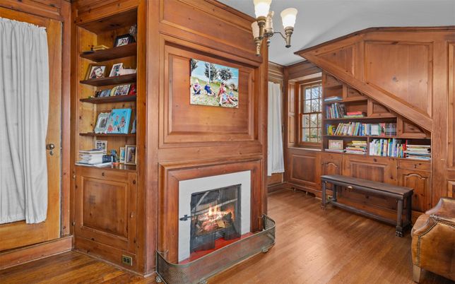 Fireplace, Interior, Wood Texture Flooring, Wooden Walls