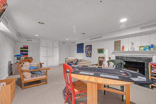 Dining room, Fireplace, Interior, Living room, Recessed Lighting