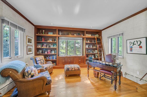Home Office, Interior, Recessed Lighting, Wood Texture Flooring