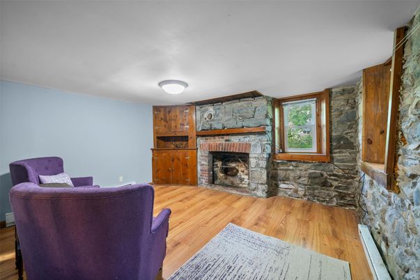 Fireplace, Interior, Stone Walls, Wood Texture Flooring