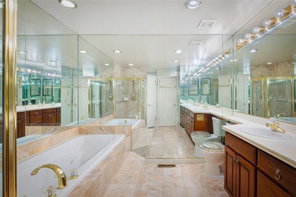 Bathroom, Dual Sink Vanities, Glass Shower, Interior, Recessed Lighting