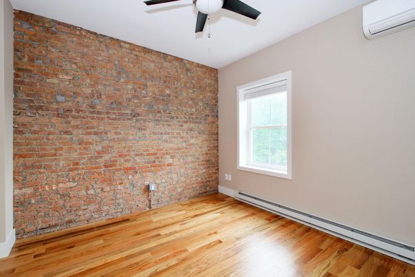 Empty room, Interior, Stone Walls, Wood Texture Flooring