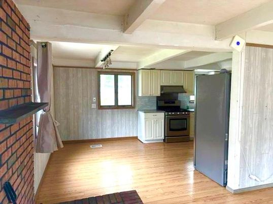 Interior, Kitchen, Stainless Steel Appliances, Wood Texture Flooring