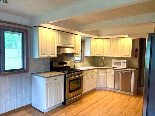 Interior, Kitchen, Stainless Steel Appliances, Wood Texture Flooring
