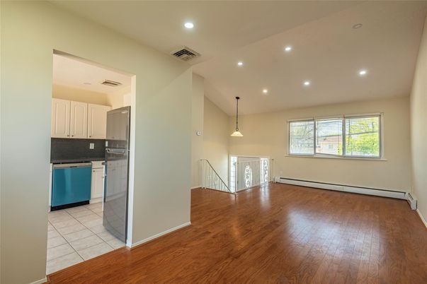 Interior, Kitchen, Pendant Lights, Recessed Lighting, Wood Texture Flooring
