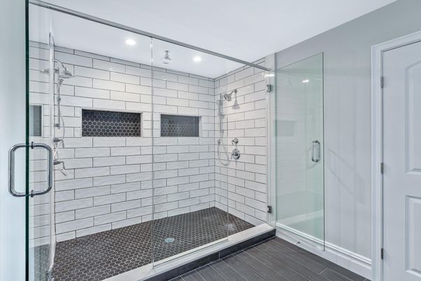 Bathroom, Glass Shower, Interior, Recessed Lighting
