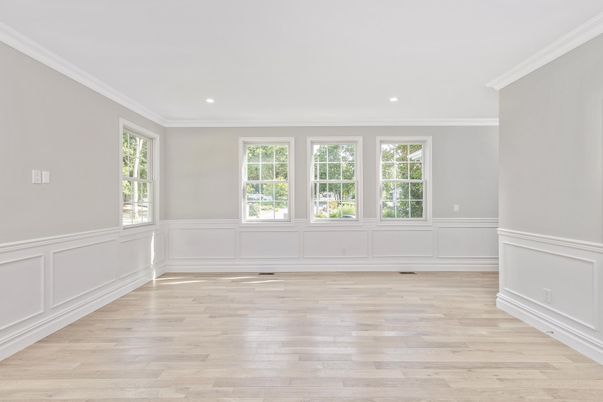 Empty room, Interior, Recessed Lighting, Wood Texture Flooring