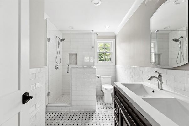 Bathroom, Glass Shower, Interior, Recessed Lighting