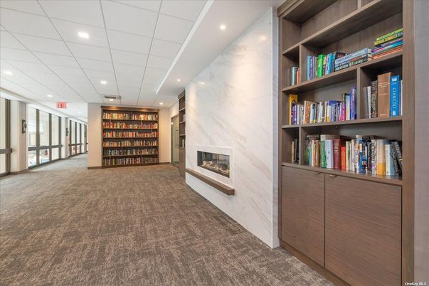 Fireplace, Interior, Marble Walls, Recessed Lighting