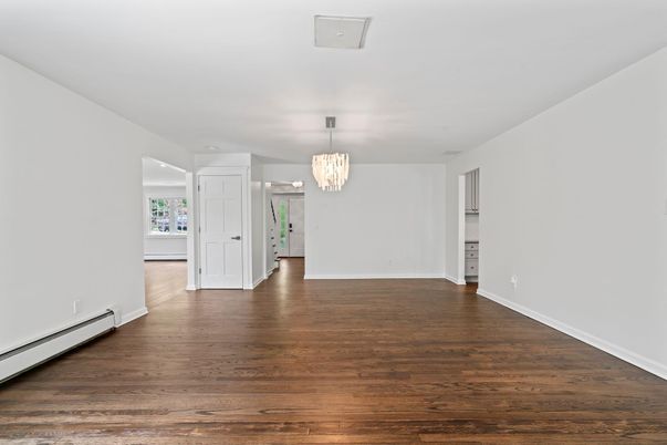 Chandelier, Empty room, Interior, Wood Texture Flooring