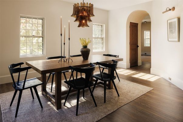 Chandelier, Dining room, Interior, Wood Texture Flooring