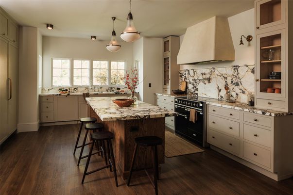 Interior, Kitchen, Pendant Lights, Stainless Steel Appliances, Wood Texture Flooring