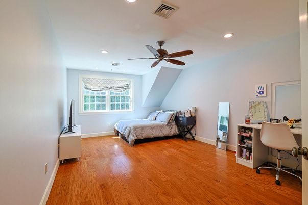 Bedroom, Home Office, Interior, Recessed Lighting, Wood Texture Flooring