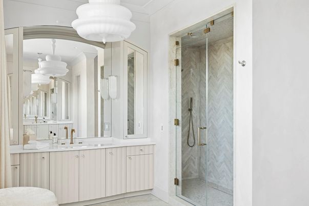Bathroom, Glass Shower, Interior, Marble Walls