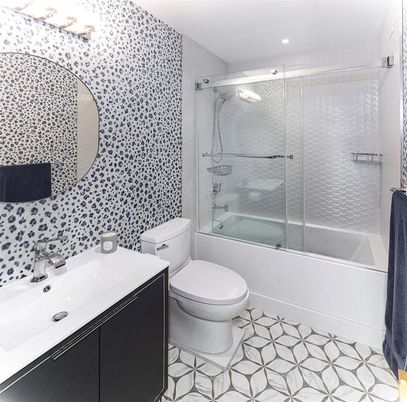 Bathroom, Glass Shower, Interior, Recessed Lighting