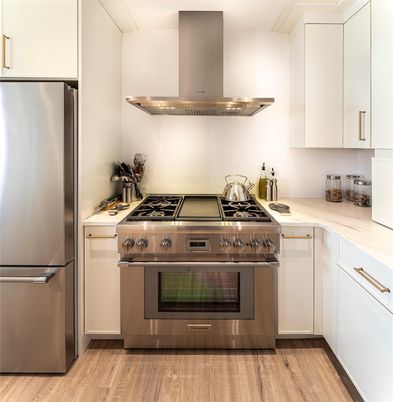 Interior, Kitchen, Stainless Steel Appliances, Wood Texture Flooring