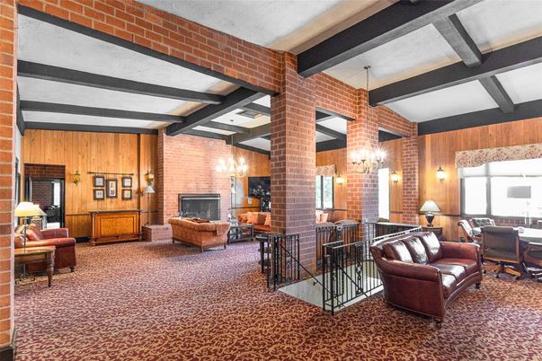 Dining room, Fireplace, Interior, Living room, Pendant Lights, Stone Walls, Wooden Beams, Wooden Walls
