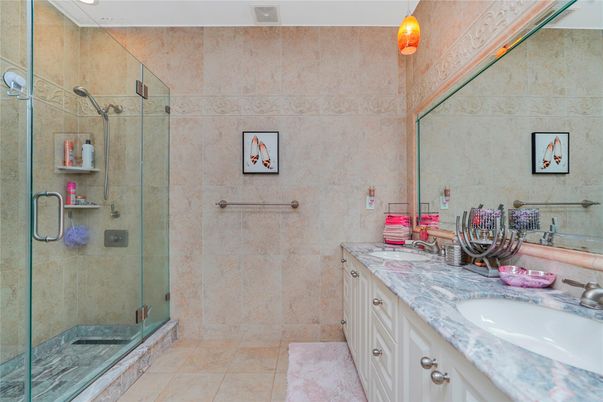 Bathroom, Dual Sink Vanities, Glass Shower, Interior