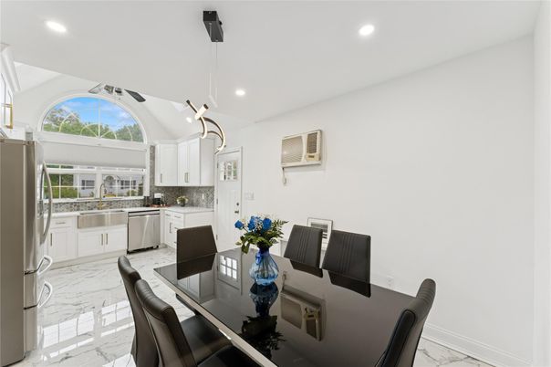Interior, Kitchen, Marble, Pendant Lights, Recessed Lighting, Stainless Steel Appliances