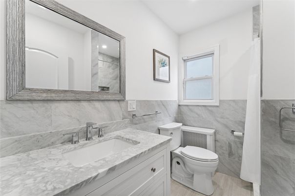 Bathroom, Interior, Marble Walls, Wood Texture Flooring
