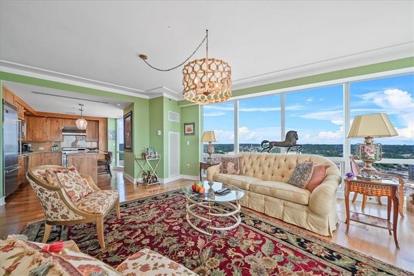 Interior, Kitchen, Living room, Pendant Lights, Stainless Steel Appliances, Wood Texture Flooring