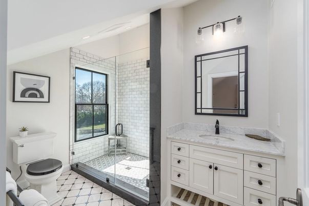 Bathroom, Dual Sink Vanities, Glass Shower, Interior, Recessed Lighting