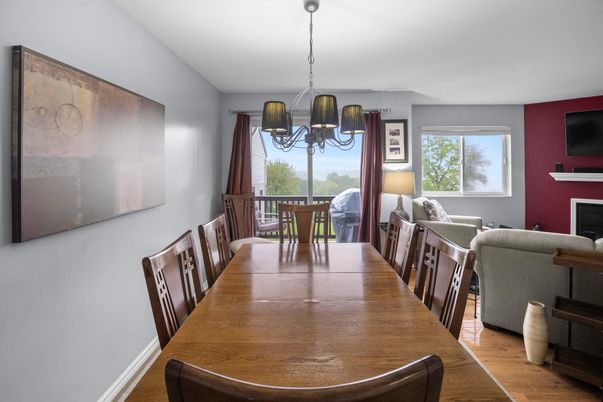 Chandelier, Dining room, Fireplace, Interior, Living room, Wood Texture Flooring