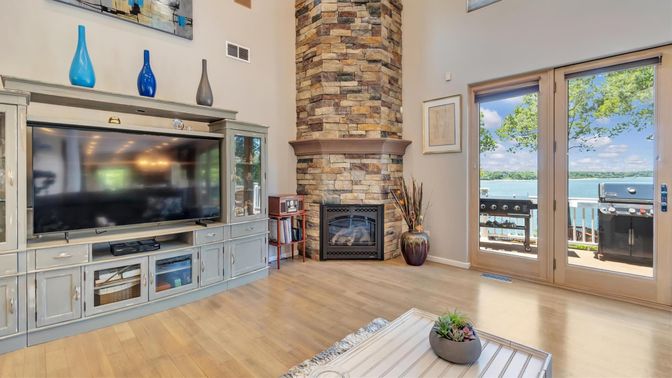 Fireplace, Interior, Water, Wood Texture Flooring