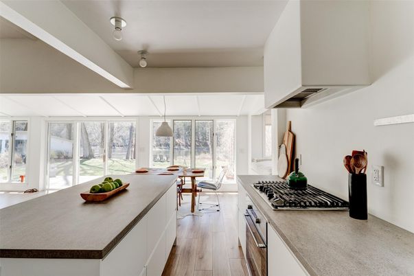 Dining room, Interior, Kitchen, Pendant Lights, Wood Texture Flooring