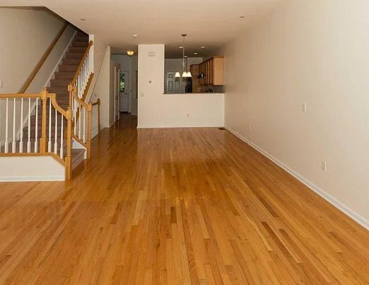 Empty room, Interior, Kitchen, Pendant Lights, Wood Texture Flooring