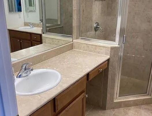 Bathroom, Dual Sink Vanities, Glass Shower, Interior
