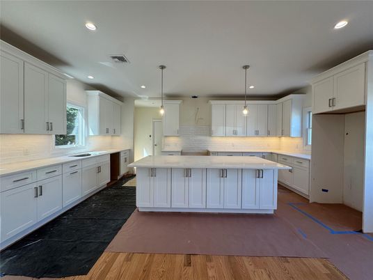 Interior, Kitchen, Pendant Lights, Recessed Lighting, Wood Texture Flooring