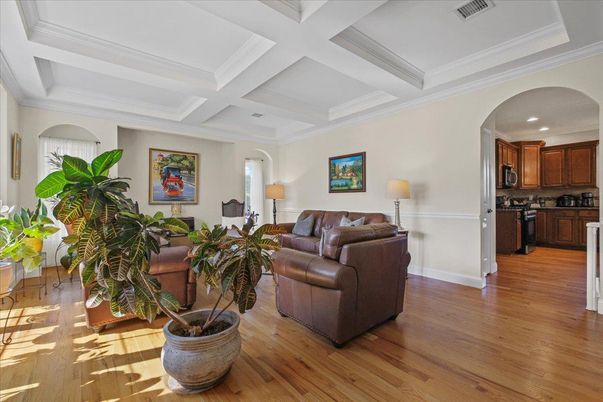 Interior, Kitchen, Living room, Recessed Lighting, Wood Texture Flooring