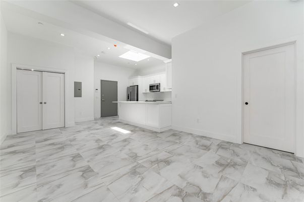 Interior, Kitchen, Marble, Recessed Lighting, Stainless Steel Appliances