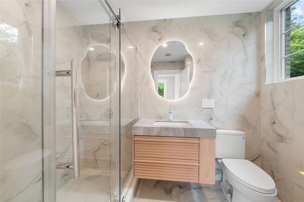 Bathroom, Glass Shower, Interior, Marble, Marble Walls