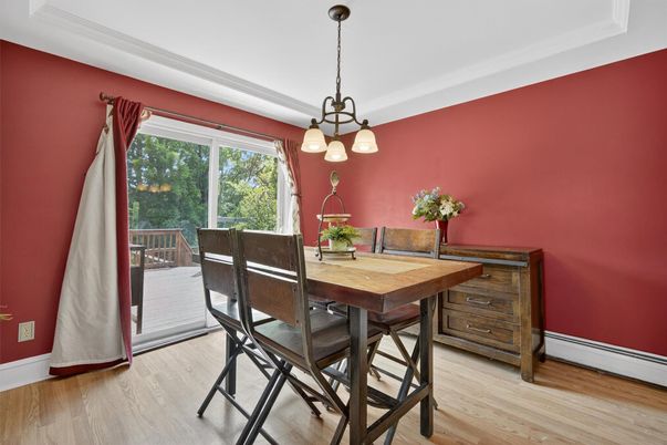Chandelier, Dining room, Interior, Pendant Lights, Wood Texture Flooring