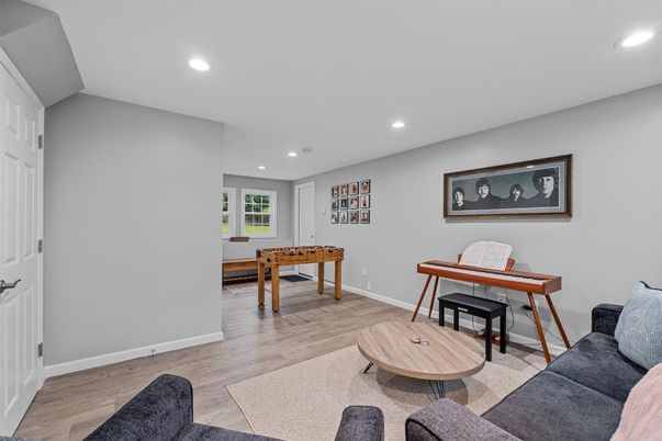 Game Room, Interior, Recessed Lighting, Wood Texture Flooring