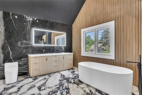 Bathroom, Free Standing Baths, Interior, Marble, Marble Walls, Wooden Walls