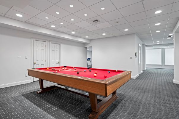 Billiard Table, Game Room, Interior, Recessed Lighting