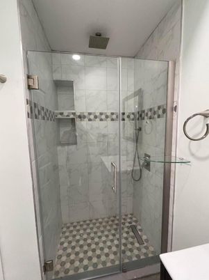 Bathroom, Glass Shower, Interior, Marble Walls