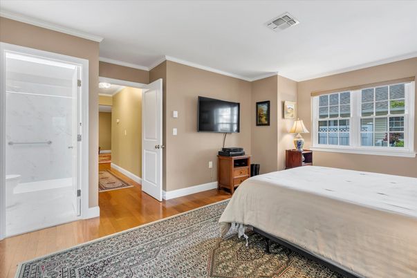 Bedroom, Interior, Marble Walls, Wood Texture Flooring