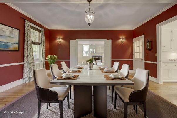 Dining room, Fireplace, Interior, Wood Texture Flooring