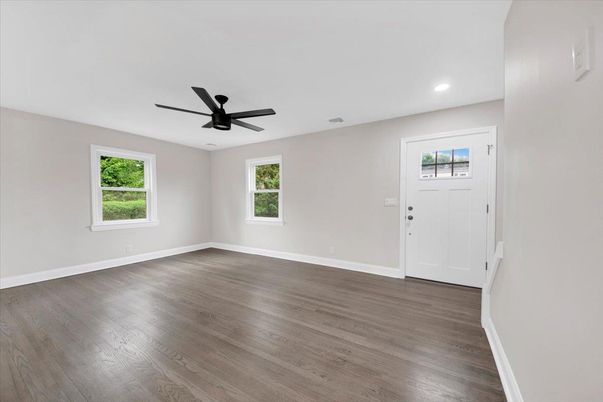 Empty room, Interior, Recessed Lighting, Wood Texture Flooring