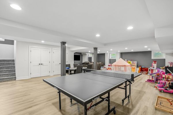 Game Room, Interior, Recessed Lighting, Wood Texture Flooring