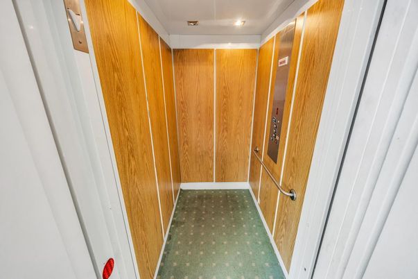 Elevator, Interior, Recessed Lighting, Wooden Walls