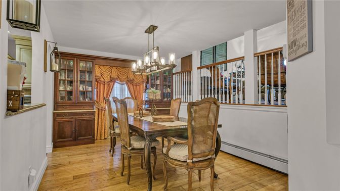 Chandelier, Dining room, Interior, Wood Texture Flooring