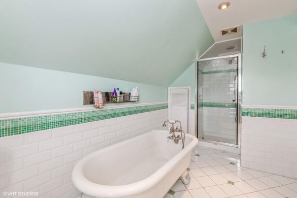 Bathroom, Free Standing Baths, Glass Shower, Interior, Recessed Lighting